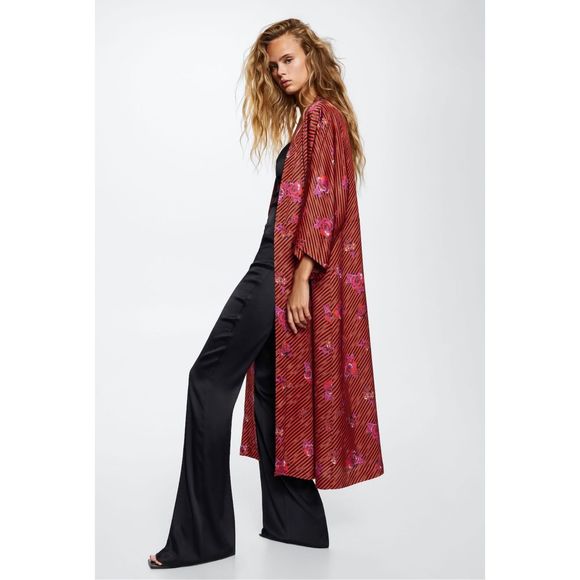 Mango Flower Print Kaftan Size L - Picture 6 of 8